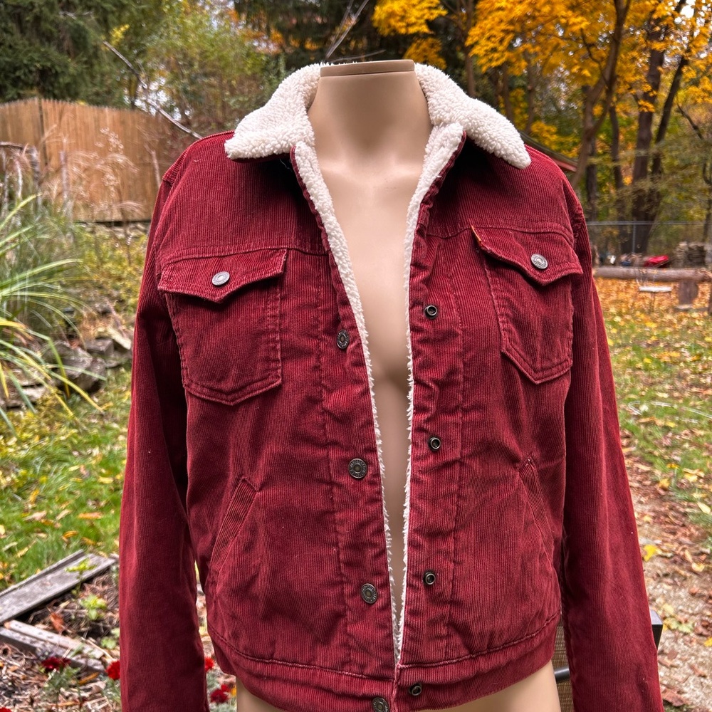 Levi's Women's Burnt Orange/Red Sherpa-Lined Corduroy Jacket